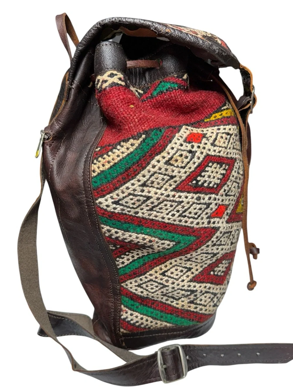 Bohemian Vintage, Leather and Embroidery, Backpack